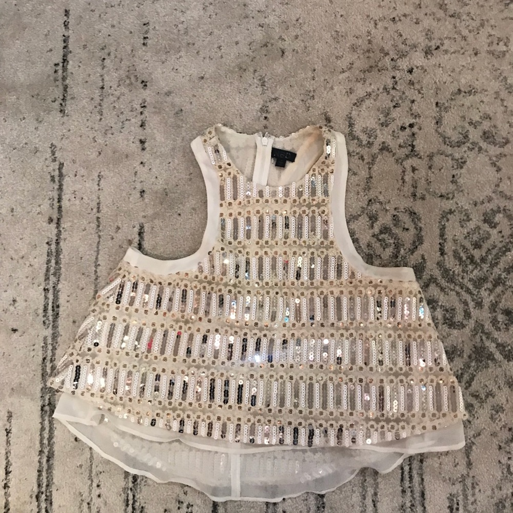 NBD racerback sparkly gold and silver tank